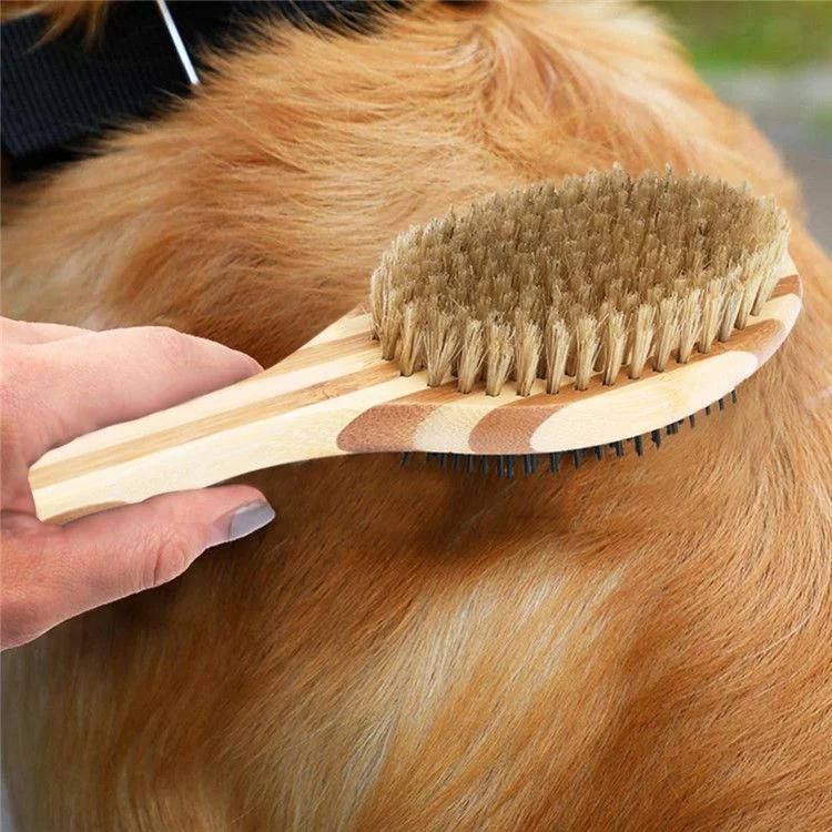 Jm Double Sided Pet Grooming Brush Bamboo Healthy Massage Cleaning Brush