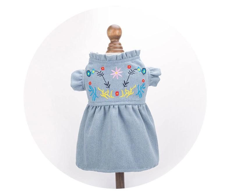 New Arrival Embroidered Fold Thin Pet Apparel Design Dog Summer Dress