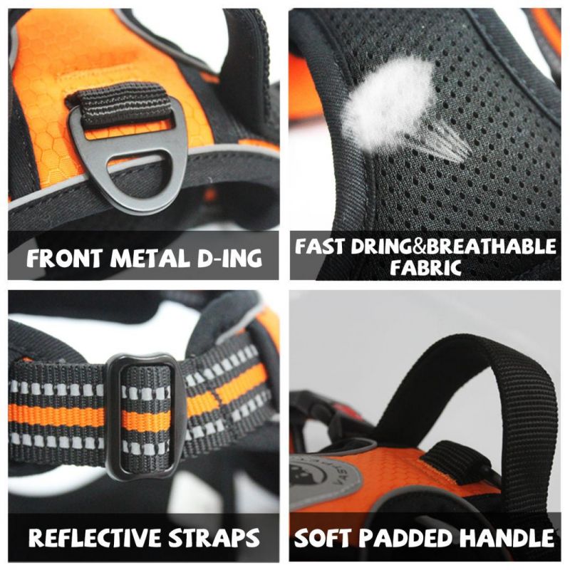 Adjustable Breathable Soft Dog Harness with Reflective Strip Easy Control Front Clip for Small Medium Large Dogs