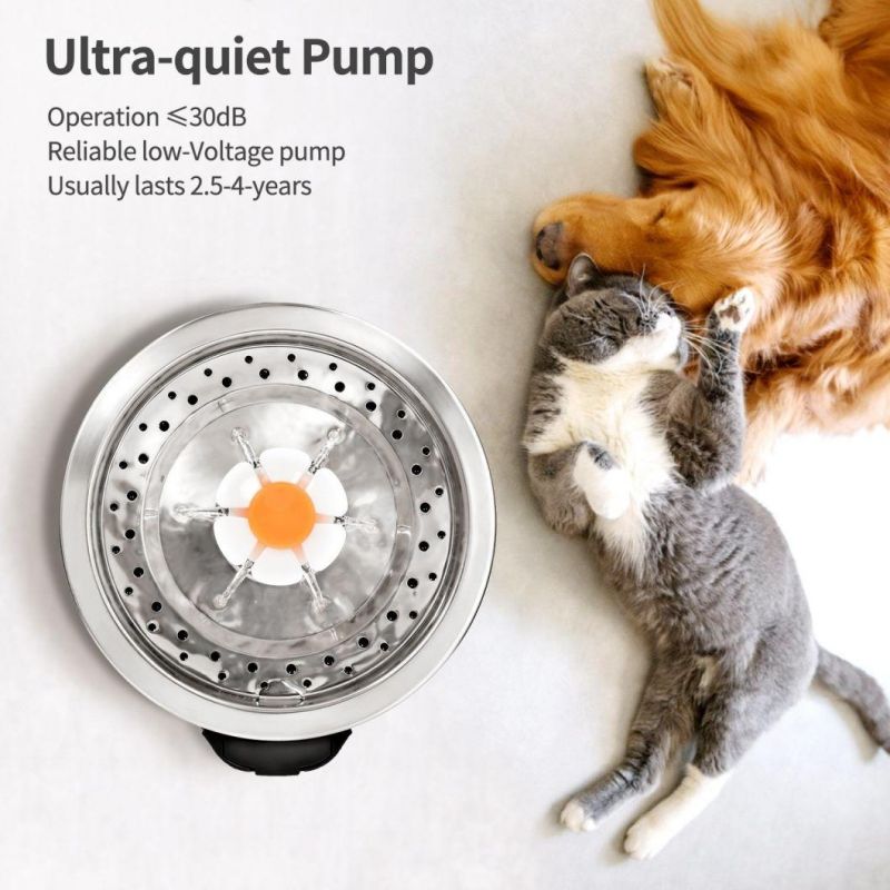 2.5L Automatic Stainless Steel Fountain for Cats Capacity Drinking Fountain