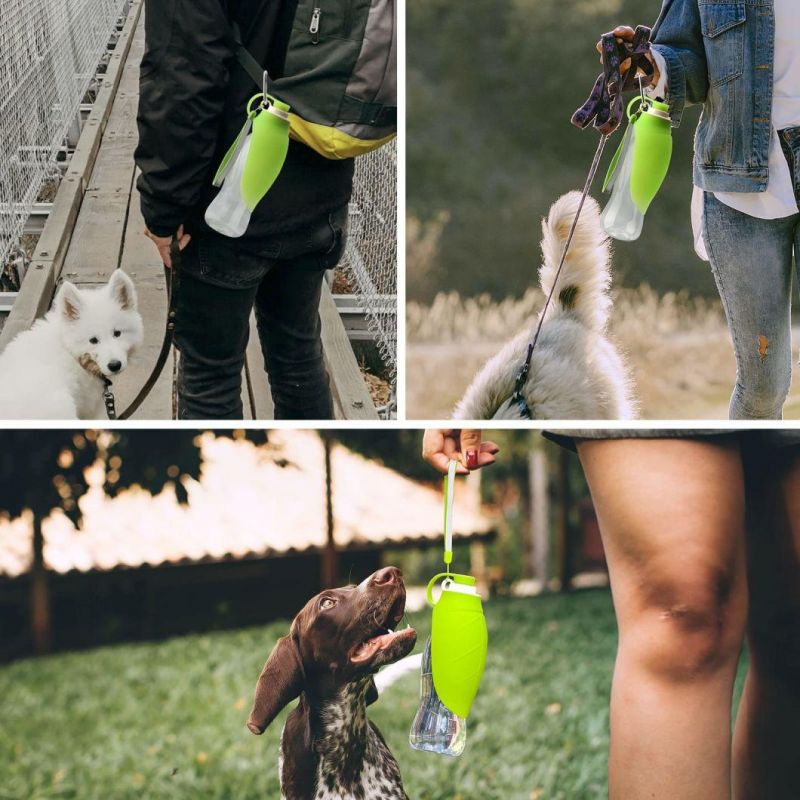 580ml Portable Pet Dog Water Bottle Soft Silicone Leaf Dispenser