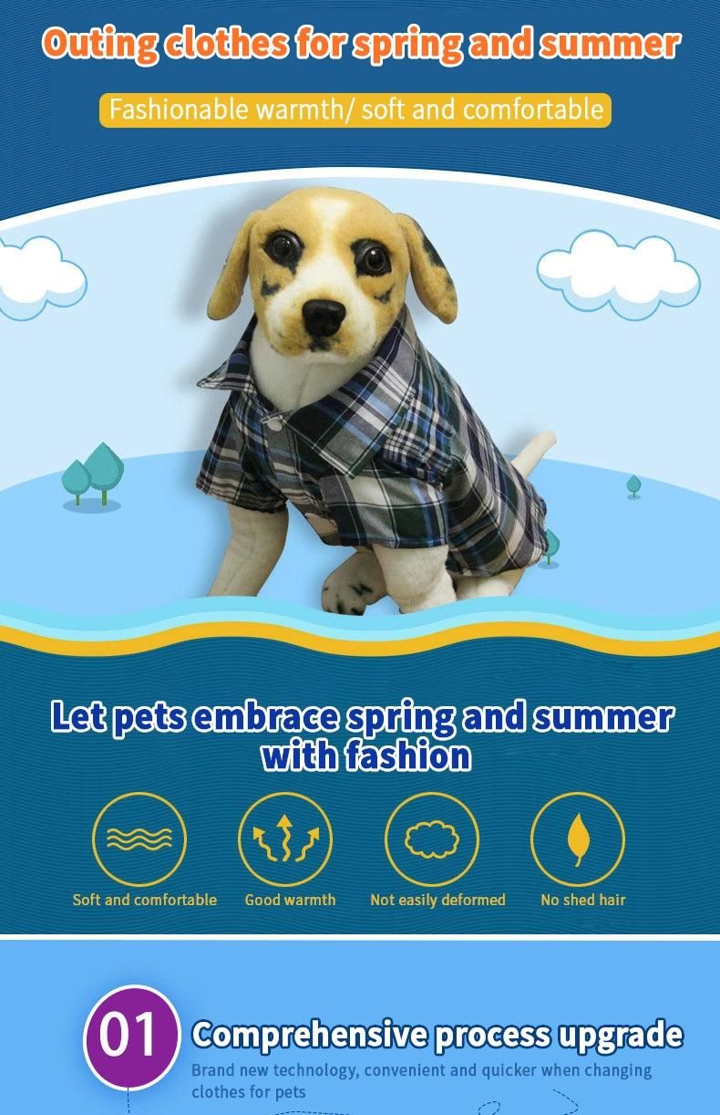 Wholesale Plaid Pet Cat Summer Clothes Dog T Shirt Turndown Collar Dog Shirt