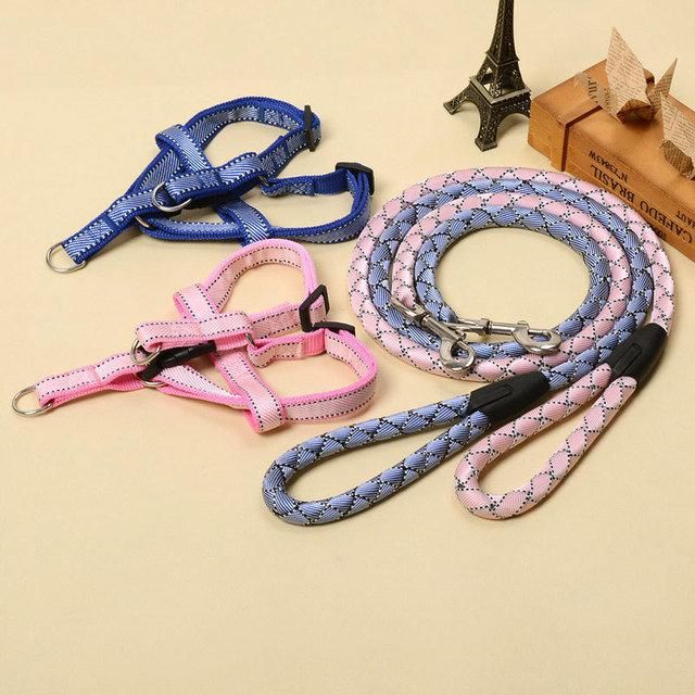 Reflective Rope Dog Leash with Matching Dog Harness