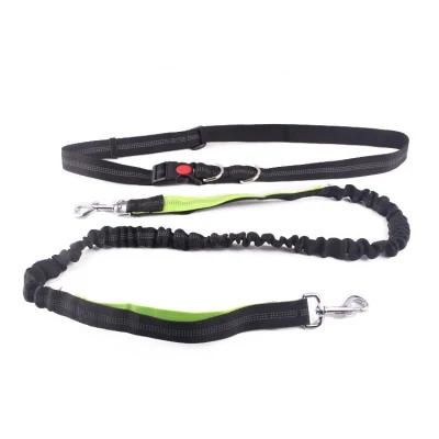 Durable Dual Handle Waist Leash, Reflective Adjustable Padded Bungee Hands Free Dog Leash for Running //