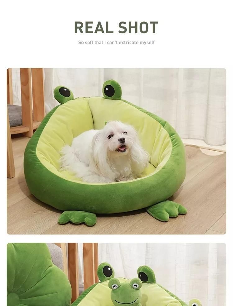 Factory Wholesale Skin Friendly Frog Shape Pet Bed