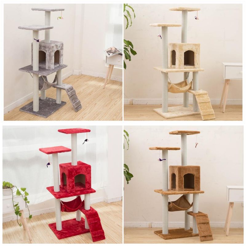Manufacture Customized Wood Climbing Cat Furniture Cat Condo Tower House Best Selling Products Cat Tree