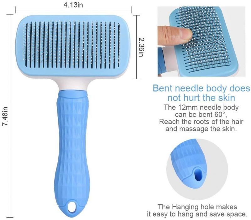 Cat/Dog Brush for Pet Massage-Self Cleaning, Anti Slip Handle, One Bottom Hair Removal