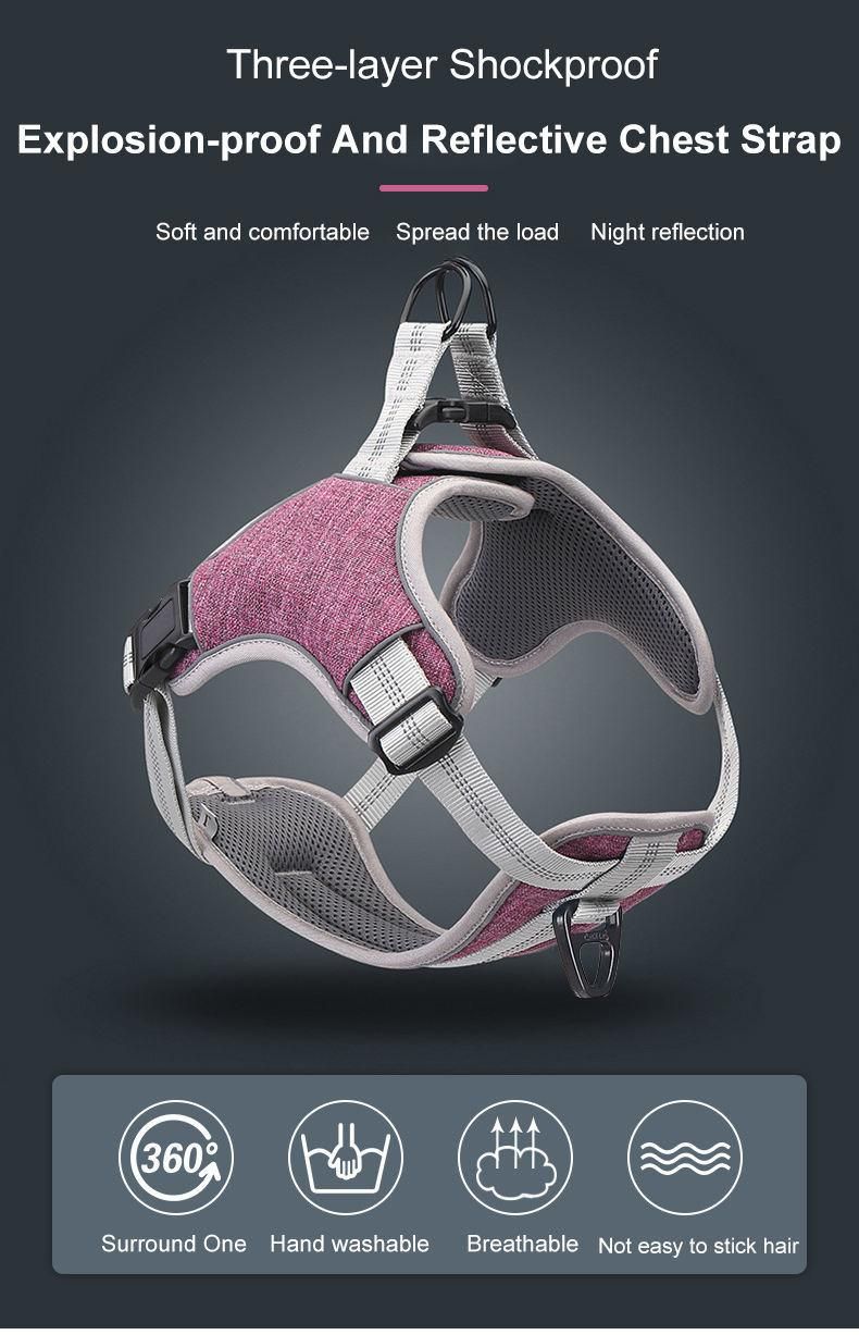 Fashionable Custom Cotton 3 Buckle Guide Strap Vest Pet Customized No-Pull Flower Outdoor Lovable Weighted Dog Harness//