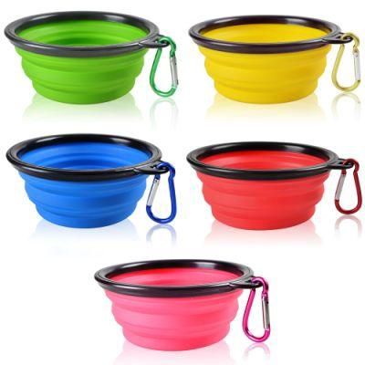 Collapsible Dog Bowls, 5 Pack Food Grade Silicone BPA Free Cat Pet Plate for Feeding Watering on Journeys Travel Hiking Camping