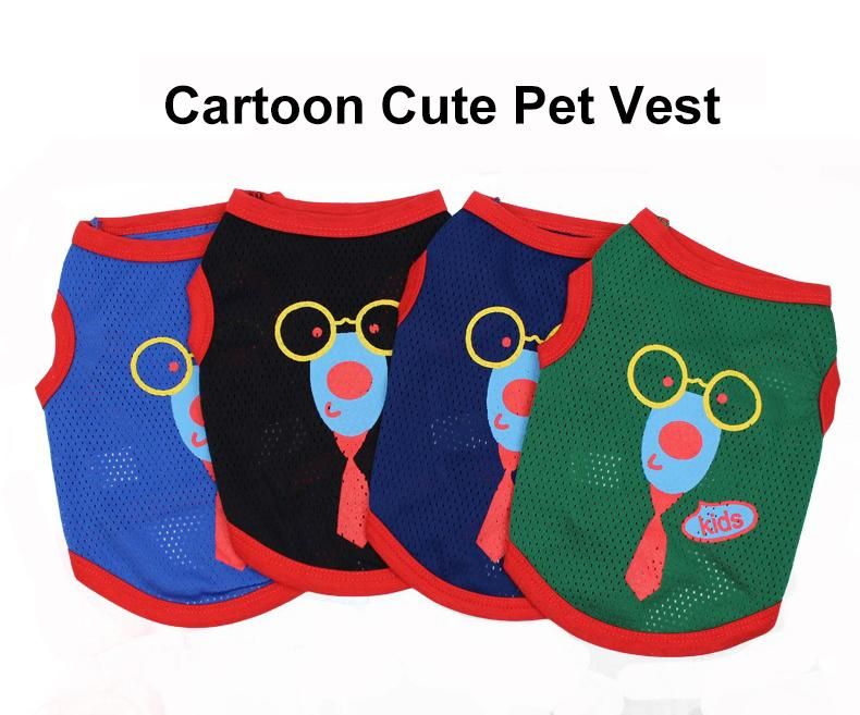Spring Summer New Cat Dog Clothing Breathable Mesh Printed Vest Teddy Pet Dog Cloth Wholesale