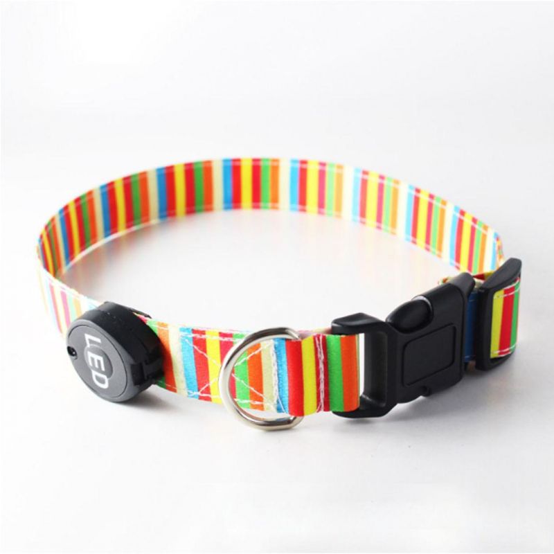 USB Charging Rainbow LED Light Dog Collar
