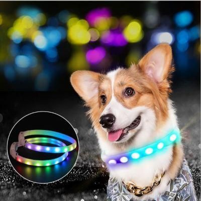 Pet Collar Designer Logo Adjustable Cool LED Dog Collar Rechargeable USB LED Dog Collar