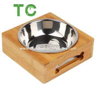 Wholesale Pet Feeder Bamboo Pet Feeder Elevated Pet Bowls, Raised Dog Cat Feeder Anti Slip