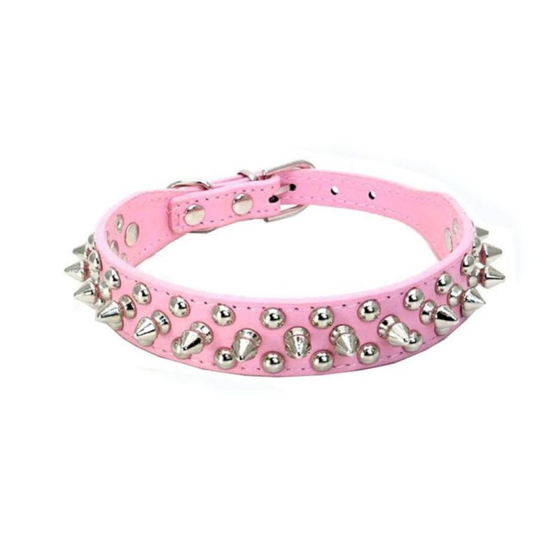 Dog Collar Soft PU Leather Mushrooms Rivet Spike Studded Pet Collar