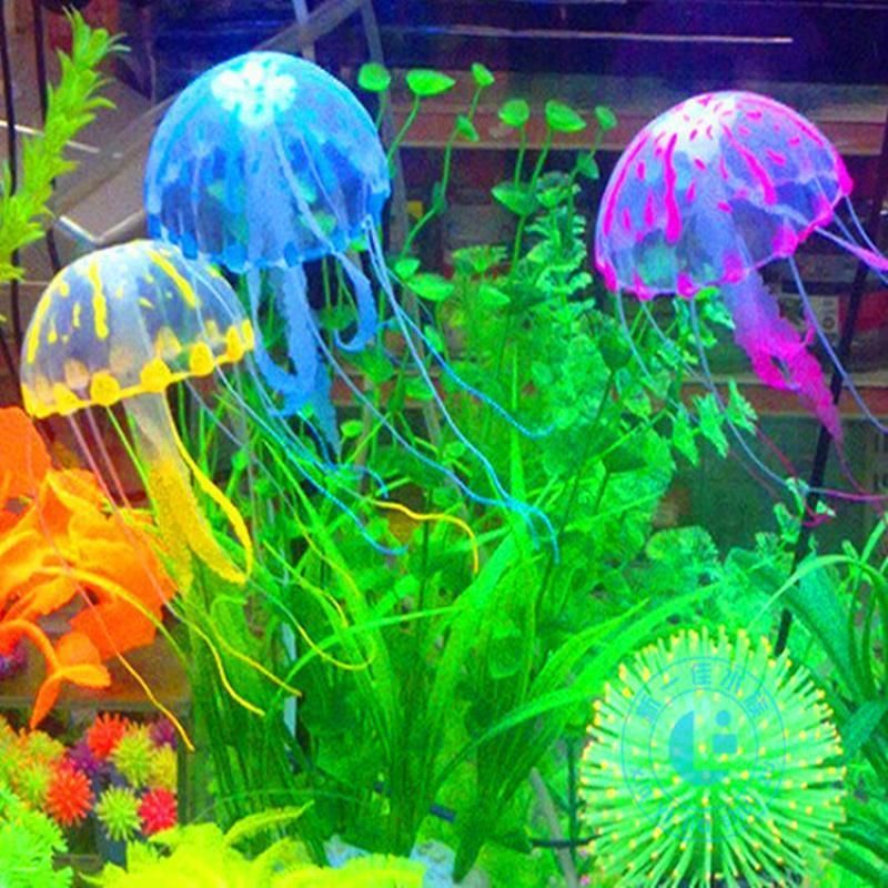 Artificial Glowing Effect Jellyfish Colorful Fish Tank Aquarium Decor Ornament