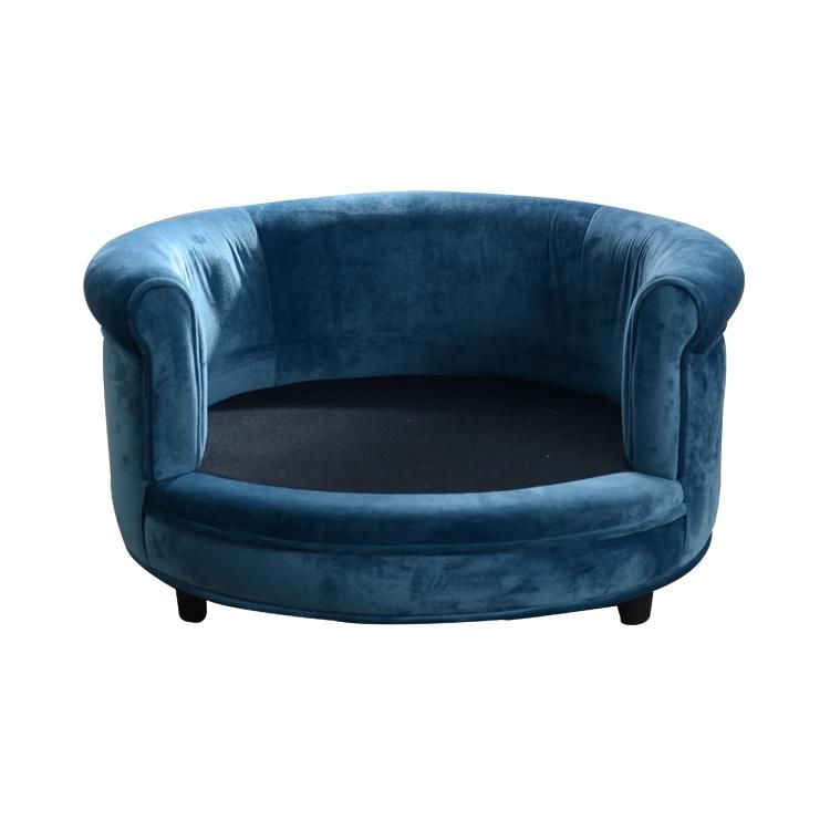 Luxury Tufted Round-Backed Pet Sofa Bed with Pillow