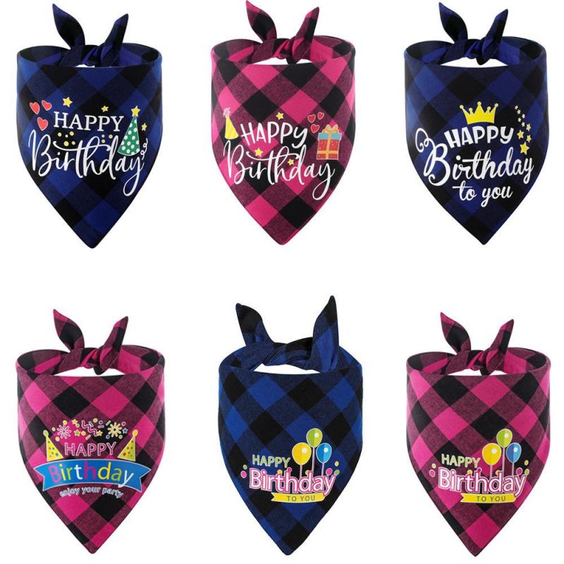 Plaid Triangle Logo Birthday Party Scarf Puppy Dog Bandana