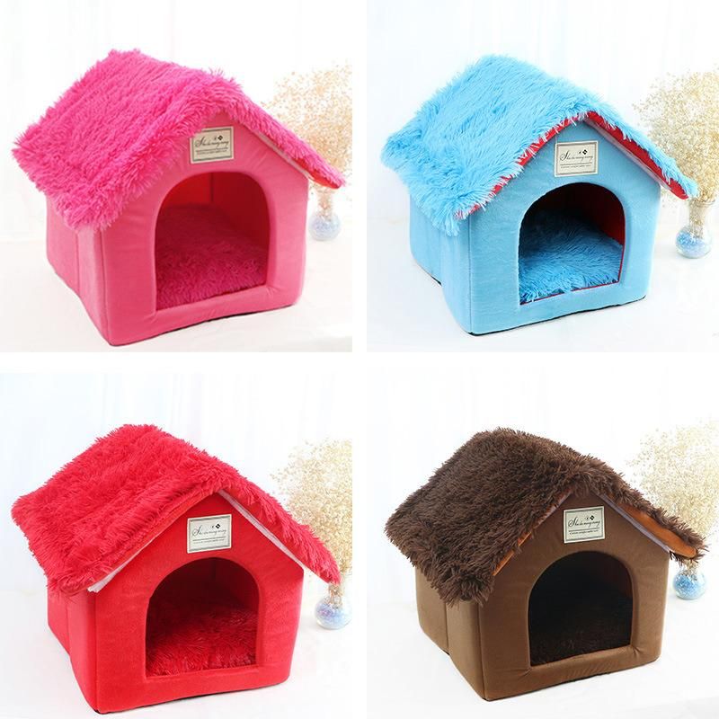 New Product Semi-Enclosed Comfortable Soft Warm Durable Polar Fleece PP Cotton Pet Cat Dog Bed House
