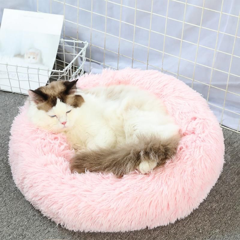 Cheap Cama De Perro 40cm 120cm Custom Fur Canvas Warm Round Donut Cuddler Luxury Animal Bed Cat Cushion Pet Beds for Dog