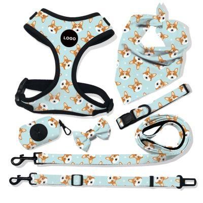 Adjustable Soft Dog Accessories Sublimation Dog Harness Sets Custom Personalized Reversible
