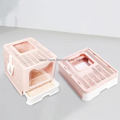 Pet Cleaning Products Foldable Plastic Cat Toilet Cat Litter Mat Litter Box Folding Cat Litter Box