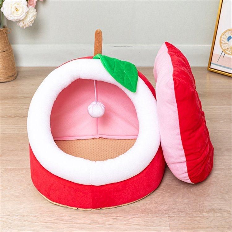 Pineapple Eggplant Peach Kiwi Fruit Apple Pet Bed Cat House Warmer Soft Comfortable Cute Pet Cave Bed Sleeping Bag for Cat