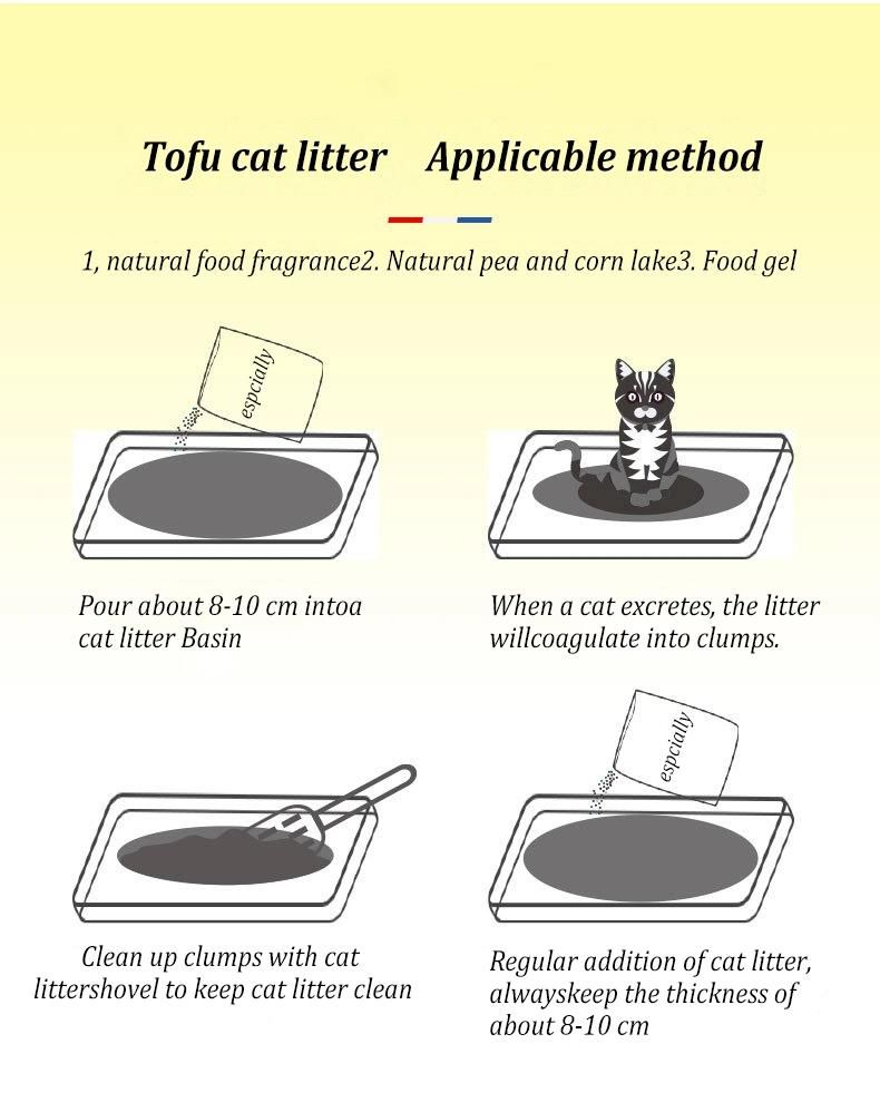 Different Flavors Pet Safe Non-Toxic Light Weight Good Water Solubility Tofu Cat Litter