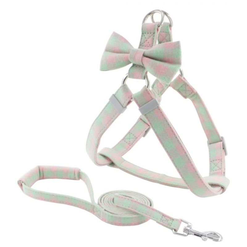Soft Cotton Webbing Pet Harness with Pet Leash Set