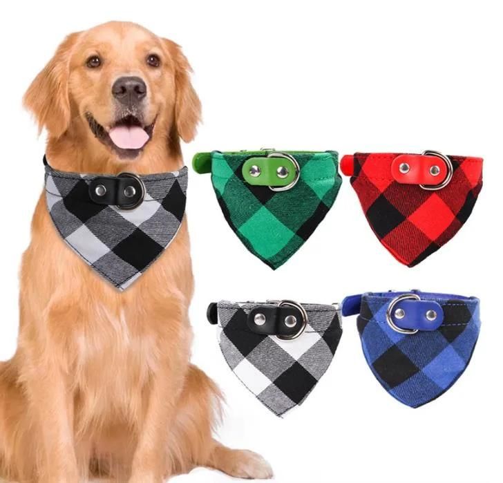 Pet Dog Cat Plaid Printed Triangular Scarf Bib