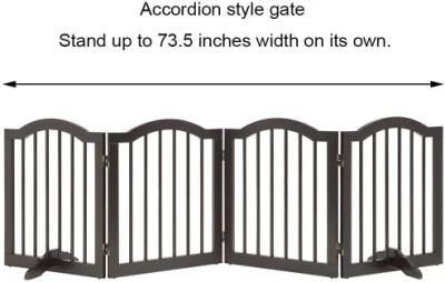 Wooden Freestanding Pet Gate Folding Indoor Barrier Fence for Stairs Doorways and Gaps
