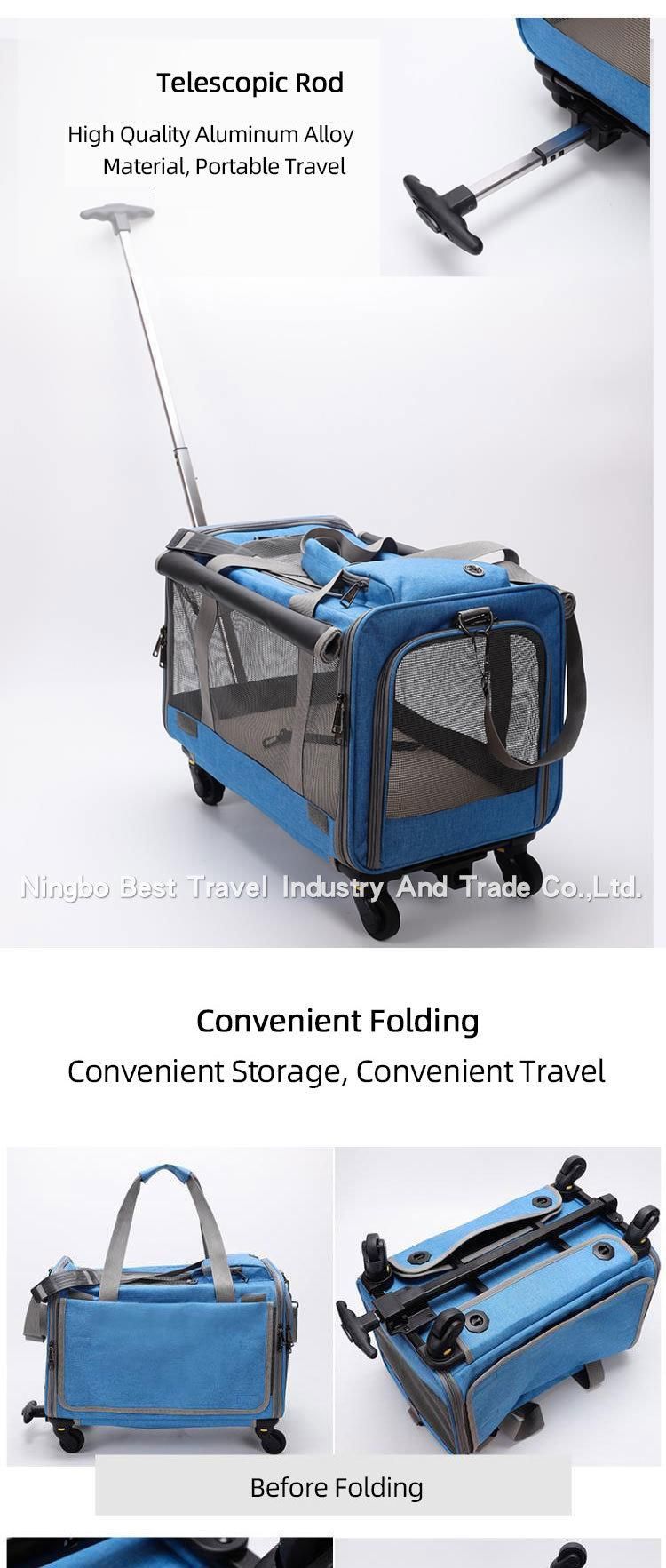 Wholesale Portable Trolley Pet Bag Breathable Foldable Large Capacity Portable Trolley Pet Bag