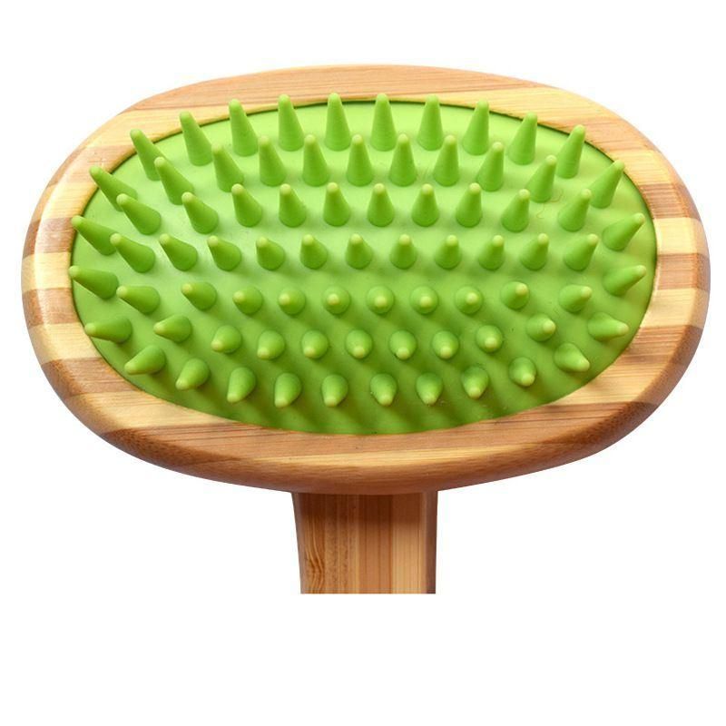 Eco Friendly Pet Brush Bamboo Silicone Massage Bath Brush BPA Free