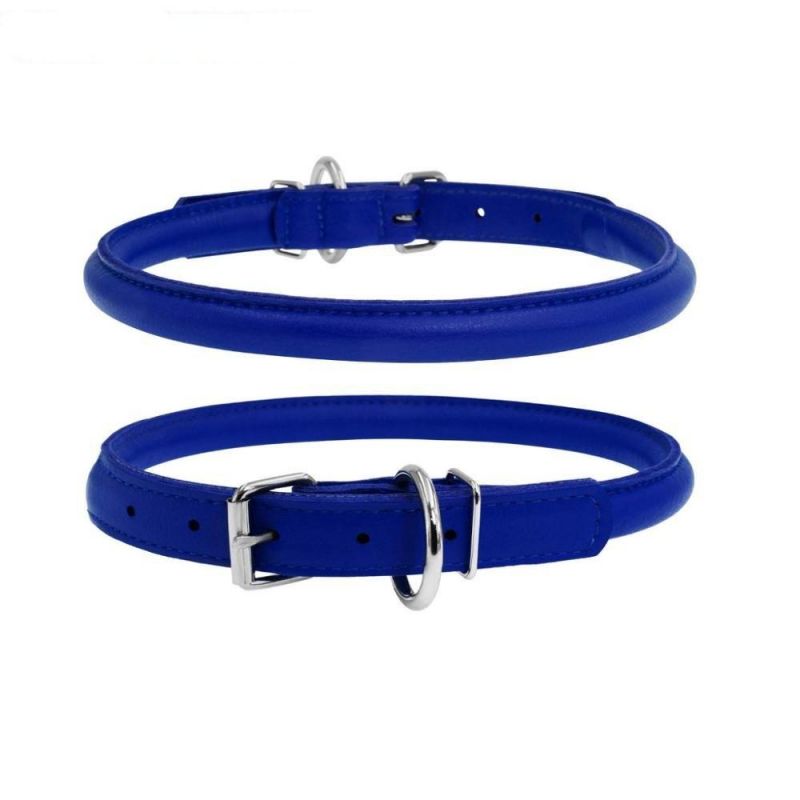 PU Leather Dog Collar with Durable Steel D-Ring and Metal Buckle