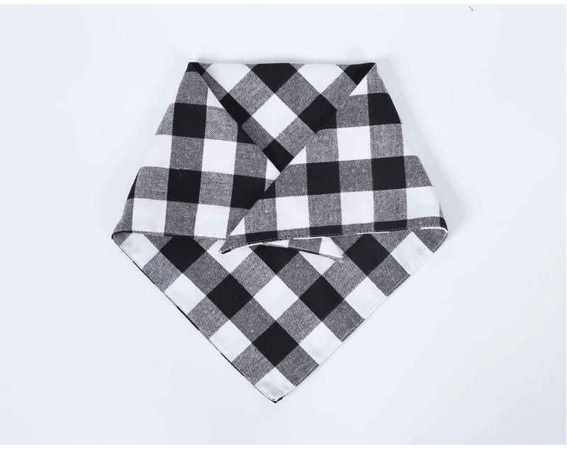 Amazon Best Seller Triangle Bibs New Styles Dog Kerchief Promotion Plaid Printing Cotton Pet Bandanas