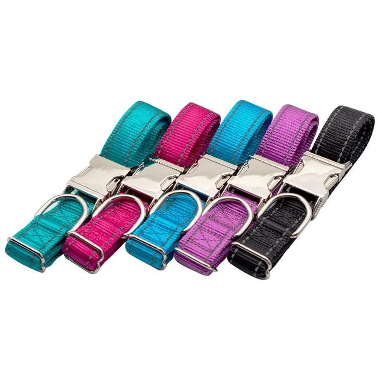 OEM Wholesale Adjustable Nylon Martingale Dog Training Collar with Stainless Steel Choke Chain