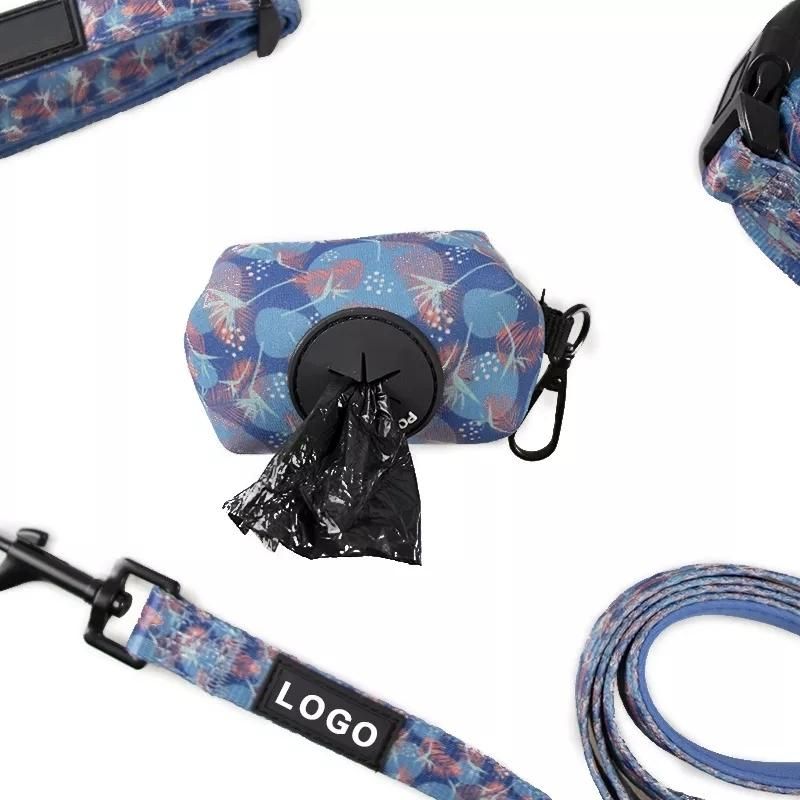 Corduroy Dog Harness Set Special Soft Material Poop Bag Dog Collar Leash Custom Color Adjustable Comfortable Puppy Harness
