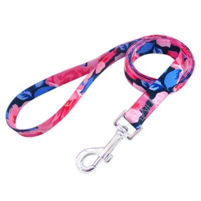 Red Flowers Print Dog Leash with Matching Dog Collar