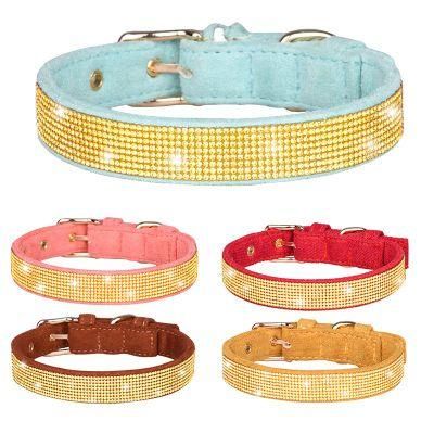 Rhinestones Cat Airtag Collar Shiny Dog Collar Set Velvet Cute Dog Collars