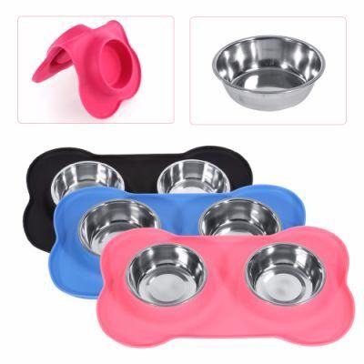 Pet Supply Products Accessoires Portable Double Silicone Dog Cat Bowl