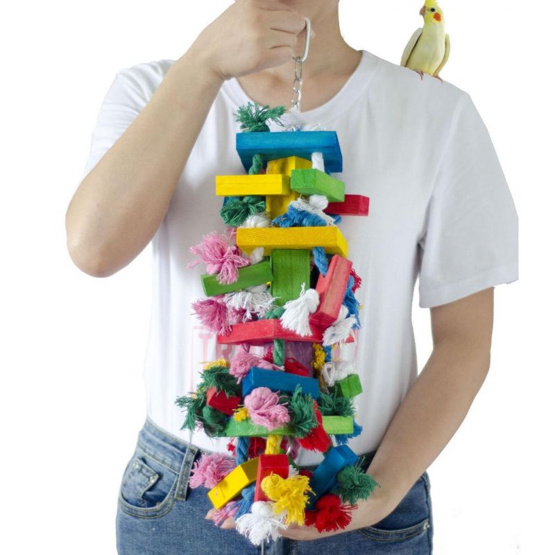 Pet Supplies Wood Pet Parrot Chew Bite Toy for Large Medium Eco-Friendly Color Wooden Bird Parrot Toy