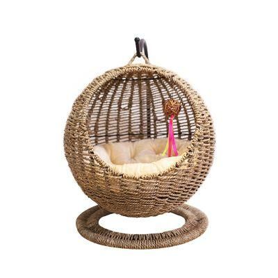 Rattan Woven Primary Color Hanging Basket Cat Nest