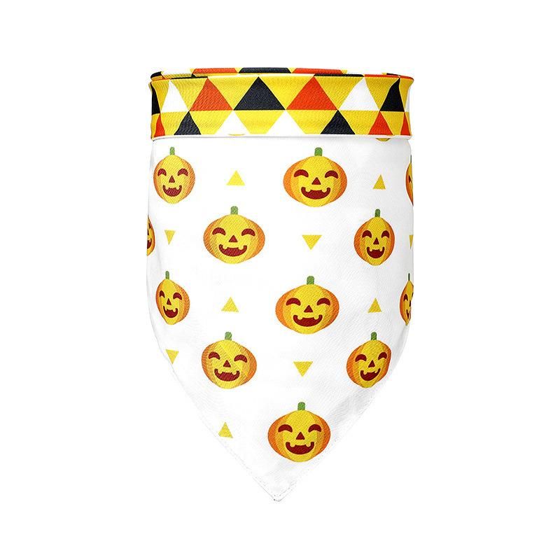 Halloween Pumpkin Ghost Bat Pattern Holiday Accessories Dog Triangle Bibs Scarf Washable Pet Dogs Bandanas