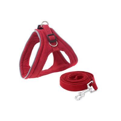 All Round Reflective Pet Harness Soft Suede Dog Harness with Dog Leash