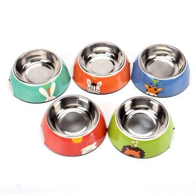 Melamine Stainless Steel Pet Cat Food Water Portable Dog Bowl