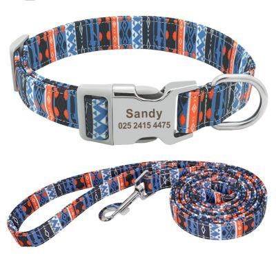 Customizing Logo Luxury Dog Collar Leash Set Top Quality Fabric Dog Collars Leashes Factory Price Bulk Dog Collar Lead Set