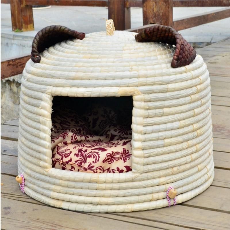 Sohpety Custom Summer Cooling New Design Cane Rattan House Pet Cat Wicker Rattan Dog Bed