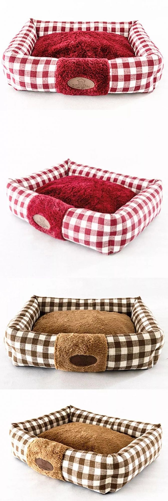 Cat Dog Nest Dog Sofa Bed Rectangle Pet Beds Fabric Plaid Removable and Washable Dog Kennel