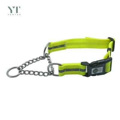 Tactical Martingale K9 Dog Training Collar PVC Coated Nylon with Stainless Steel Chain Dog Collar