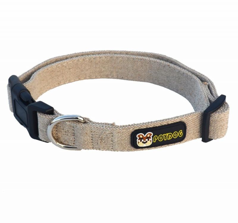Custom Natural Hemp Dog Collar with Metal Buckle for Small Medium Large Dogs