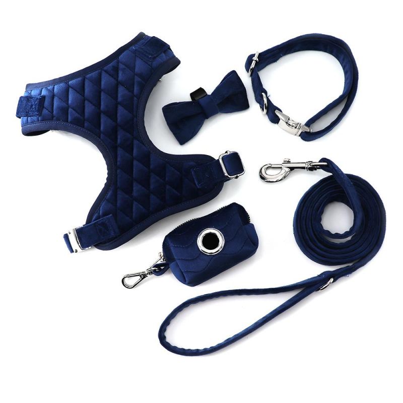 Hot Sale Classic Velvet Grid Dog Collar Leash Set Luxury Style
